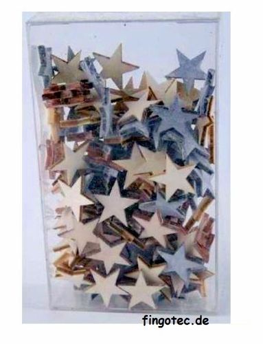 Sterne aus Holz, Streudeko grau weiß, 144 Stück