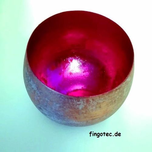 Kerzenhalter Metall, Kugel, pink, 9x10 cm
