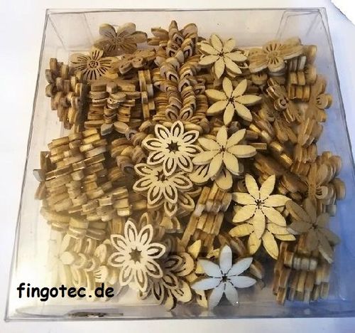 Kleine Blüten aus Holz, natur Streudeko, 144 Stück