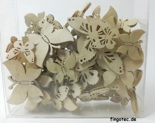 Schmetterlinge aus Holz, natur Streudeko, 72 Stück