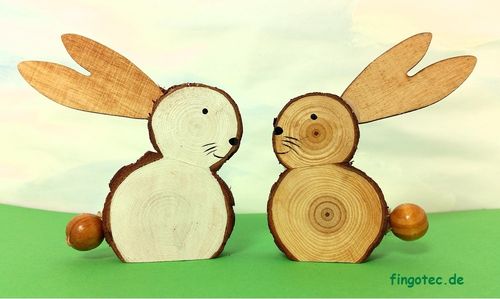 Hasen-Set aus Holz