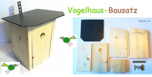 Nistkasten, Vogelhaus - Bausatz mit Flachdach