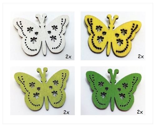 Schmetterling Sticker aus Holz 3,5cm, 8 Stück