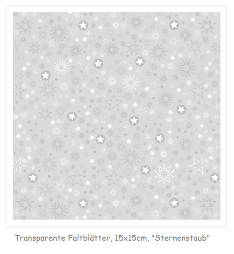 Faltpapier transparent, Motiv: Sternenstaub, 15x15cm, inkl. Anleitung