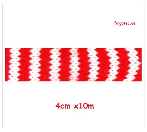 Strickschlauch rotweiß gestreift 4cm x 10m