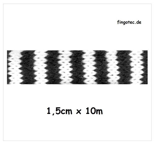 Strickschlauch schwarzweiß gestreift 1,5cm x 10m