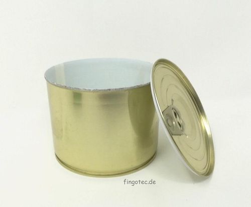 Konservendose mit Deckel, Metalldose rund, gebraucht, H:7,5cm D:9cm, 1 Stück